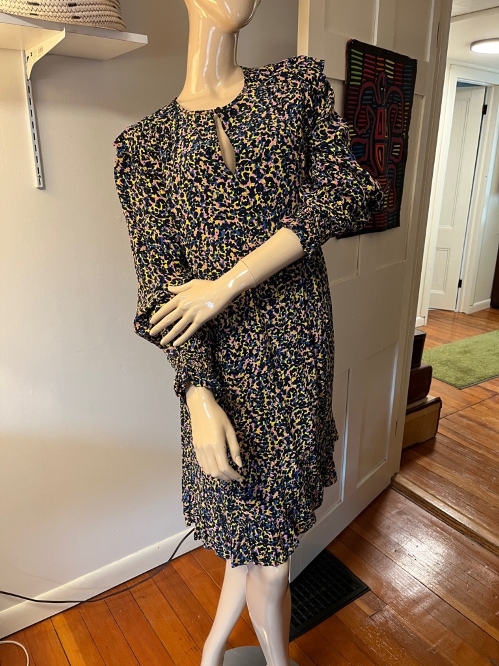 Scotch & Soda Abstract Floral Keyhole Long-Sleeve Ruffle